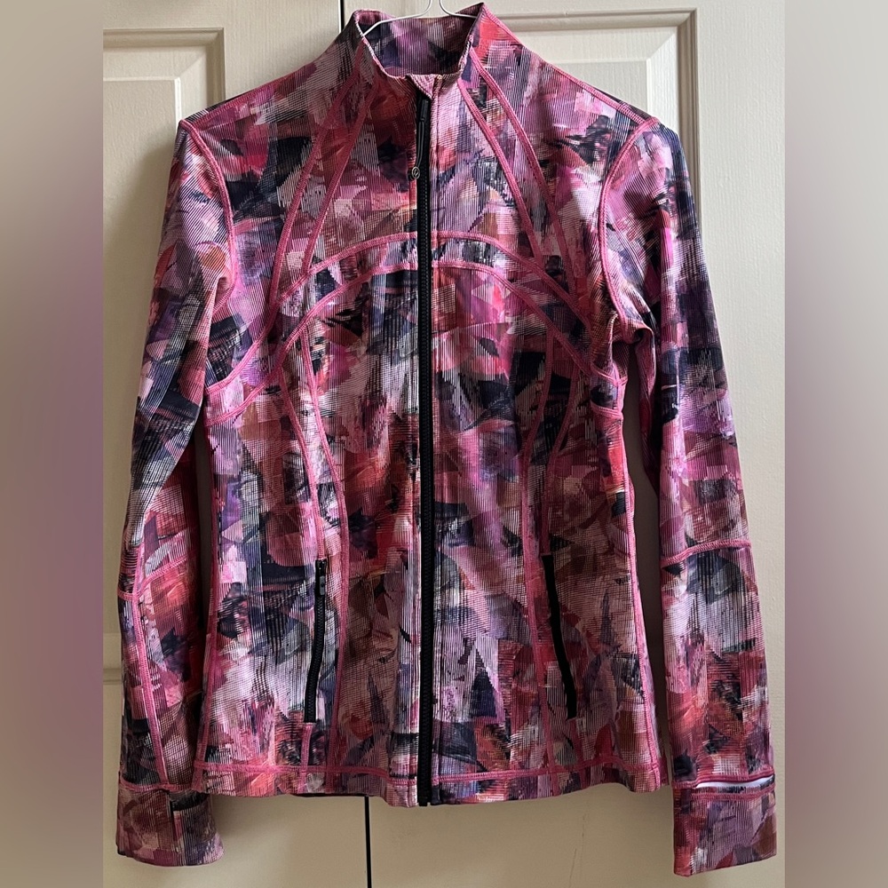 🍒LULULEMON sz 12 DEFINE Jacket SUN DAZED MULTI Pink/Coral/Black *NULUX